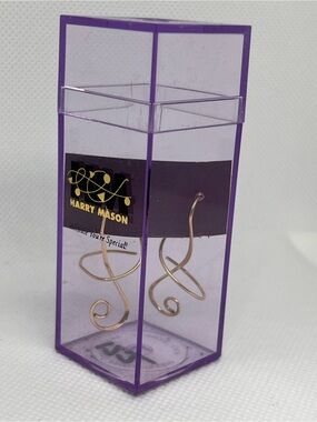 Harry Mason vintage gold Dangle Earrings Earspiral - original purple box